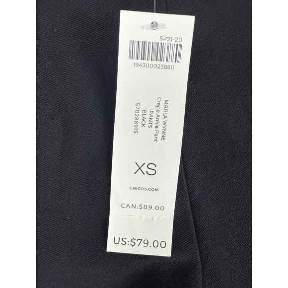 NWT Marla Wynne For Chico's Crepe Fitted Black Ankle Pants Size XSmall - Picture 2 of 8